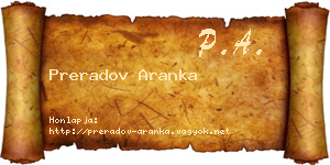 Preradov Aranka névjegykártya
